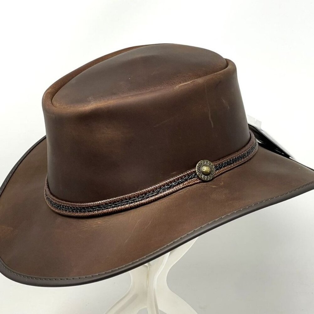 Outback Hat Cowhide‎ Leather Men XXL Midnight Rider Brown American Hat Makers - Picture 6 of 6